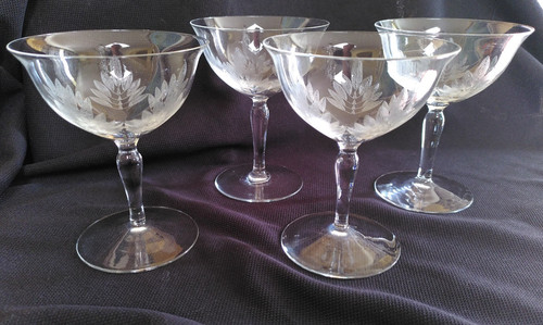 1930s champagne coupe etched - 1930s,