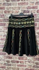 Equatorial Vintage Velvet Emerald Dark green Skirt beaded sequin embellishments