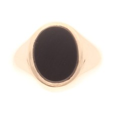 Vintage 9Carat Yellow Gold Onyx Signet Ring (Size H) 12mm Widest