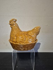 Vintage Ceramic Honey  glaze Chicken / Hen  Egg Holder. (P7)