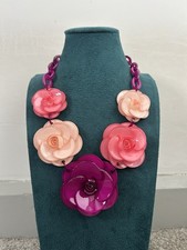 Retro Collar Length Multicoloured Plastic Flower Bib Necklace Costume Jewellery
