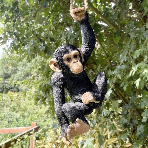 Hanging monkey sculpture - monkey, tree