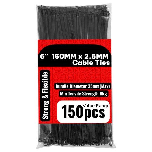 150 black cable ties - black,