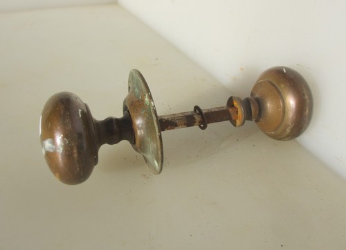 Victorian brass door knobs - door,