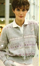 ~ Pingouin Knitting Pattern For Lady's Pretty Fair Isle Cardigan ~  32" ~ 36" ~