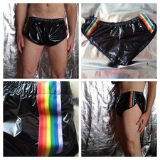 "PRIDE" Hi-Cut Sprinter Shorts in glossy ultra-thin PU-coated nylon (XS-2XL)
