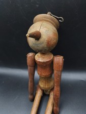 Antique wooden pinocchio, old wood mannequin 