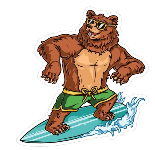 Surf surfing bear sticker - surfing,