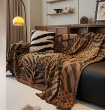Leopard Print And Zebra Printsofa Settee Bed Cover Reversible Slipcover Blanket 