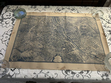 Vtg Schumacher Wallpaper Advertising Sample paper map Paris 1739 blue French