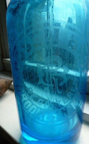 Vintage soda siphon blue glass - vintage,