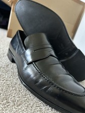 Russell & Bromley Mens Loafers UK 9 Black Leather Slip on Moccasin Shoes