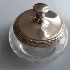 Antique WMF Crystal Vanity Jar Box Silver Plate Lid Jugendstil c1900 German made