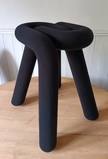 Moustache Stool Black Soft Fabric Padded Seat