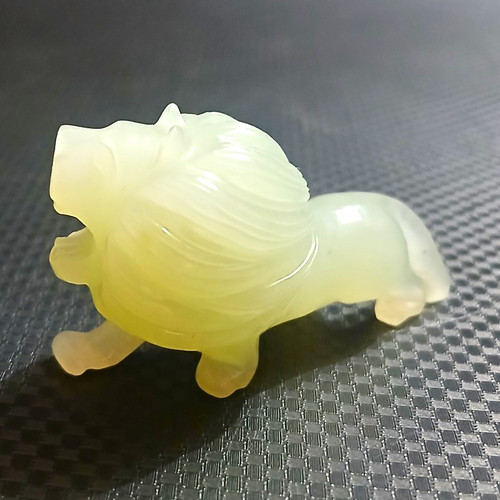Minature carved jade lion - jade,