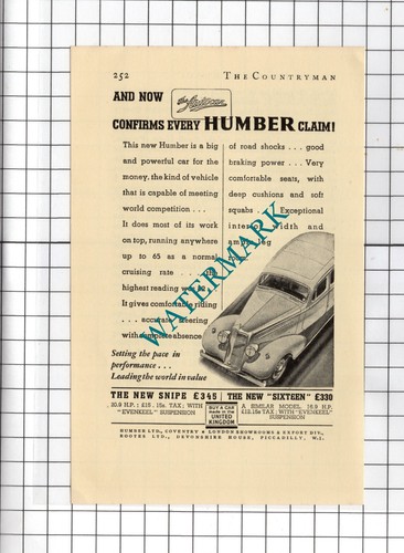 Humber snipe car advert - humber,