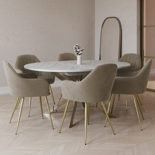 White marble effect round - white,