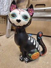 Day of the Dead Sugar Cat Figurine Gothic Statue Macabre Ornament Fantasy Decor
