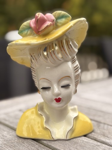 Vintage ceramic lady head - ceramic,