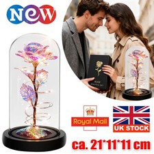 Eternal Forever Galaxy Rose Flower In Glass Dome Light LED Valentines Day Gift*