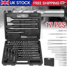 17PC SDS Plus Rotary Hammer Drill Bit Chisel Set for Masonry Concrete Tile Brick