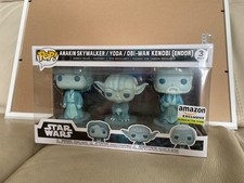 Star Wars Anakin/Yoda/Obi-Wan 3-Pack BOXED Funko POP! Amazon Exclusive GITD RARE