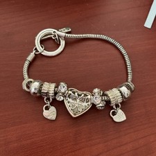 New Lipsy Silver Colour Tone Crystal Charm Bracelet 