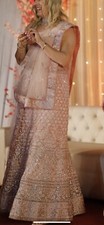 Pink Sequin Indian Wedding Outfit Lehenga Skirt, Crop Top & Dupatta