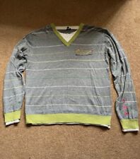 Mens Tom Wolfe Grey Striped Jumper Size Extra Large