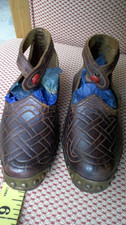 5 1/2" Antique Edwardian Handmade Children's Leather Clogs / Shoes circa 1910