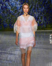 Christian Dior by Raf Simons Spring 2016 Peach Striped Mini Dress