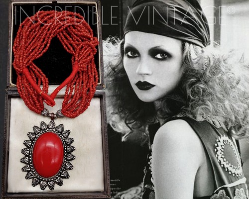 Vintage red coral glass - red,