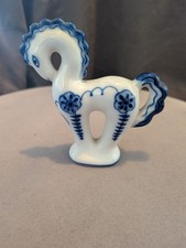 Gzhel Vintage Porcelain Horse Figurine Blue White, USSR