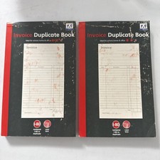 2x Carbon Duplicate Invoice Receipt Book Feint Ruled 80 Numbered Pages