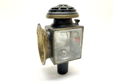 Antique Carriage Oil Lamp Bevelled Glass Horse Drawn Edwardian Red Back Light