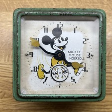 Vintage 1930s Ingersoll Mickey Mouse Mechanical Clock 1st English Type Disney