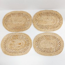 VINTAGE RETRO Set of 4 Oval Woven Straw Wicker Placemats