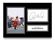 Randy Mamola Hand Signed A4 Photo Autograph Card MotoGP Superbikes Gift Display