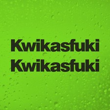 Kwikasfuki Funny Motorcycle Stickers x 2, Frame Tank Fairing Helmet Vinyl Decals