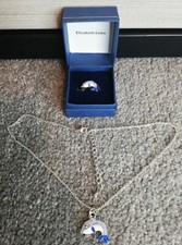 Dolphin Necklace 18cm and Extendable Ring Set Stainless Steel Lovely Gift vgc