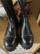 Stradivarius Size 7 (41) Chunky Studded Boots, Black, Shin Length, New