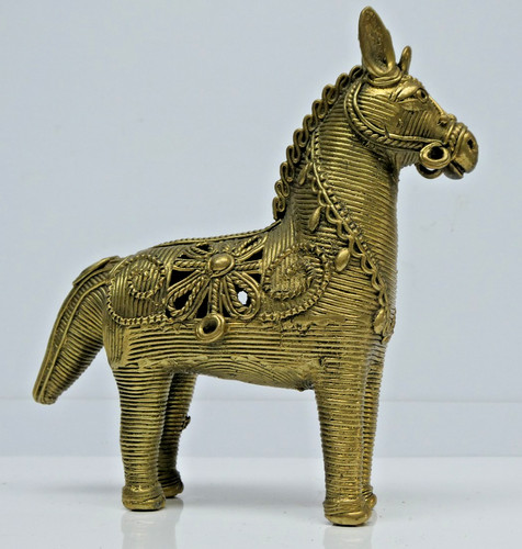 Ethnic brass cast horse - ethnic,