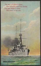 HMS INVINCIBLE. GENUINE TINTED PC. ROYAL NAVY. DREADNOUGHT. BATTLESHIP.