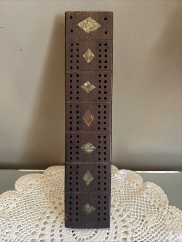 Antique wooden cribbage - cribbage, board