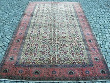 Vintage Worn Oushak Rug Floral