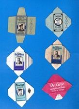 VINTAGE RAZOR BLADE WRAPPERS-De Luxe,Doctor,OldMan,Captain, 6x, Europe-#