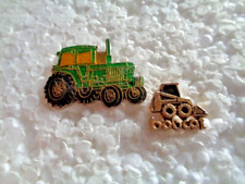 Job lot of 2 Farm machinery Bobcat and tractor shaped metal lapel pins