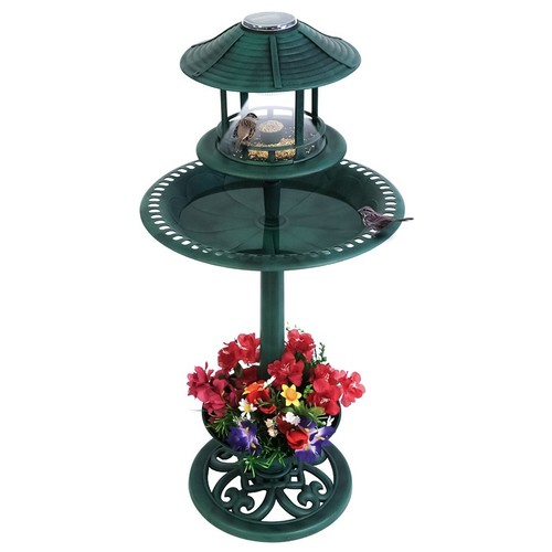 Bird bath feeder with - bath, solar