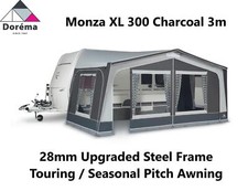 Dorema Monza XL300 Seasonal Awning Charcoal Size 6 - 775-800cm 28mm Steel Frame