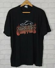 VINTAGE RETRO 90S BRIGHT BOLD MOTORCYCLE ORANGE COUNTY CHOPPERS  USA T SHIRT TOP